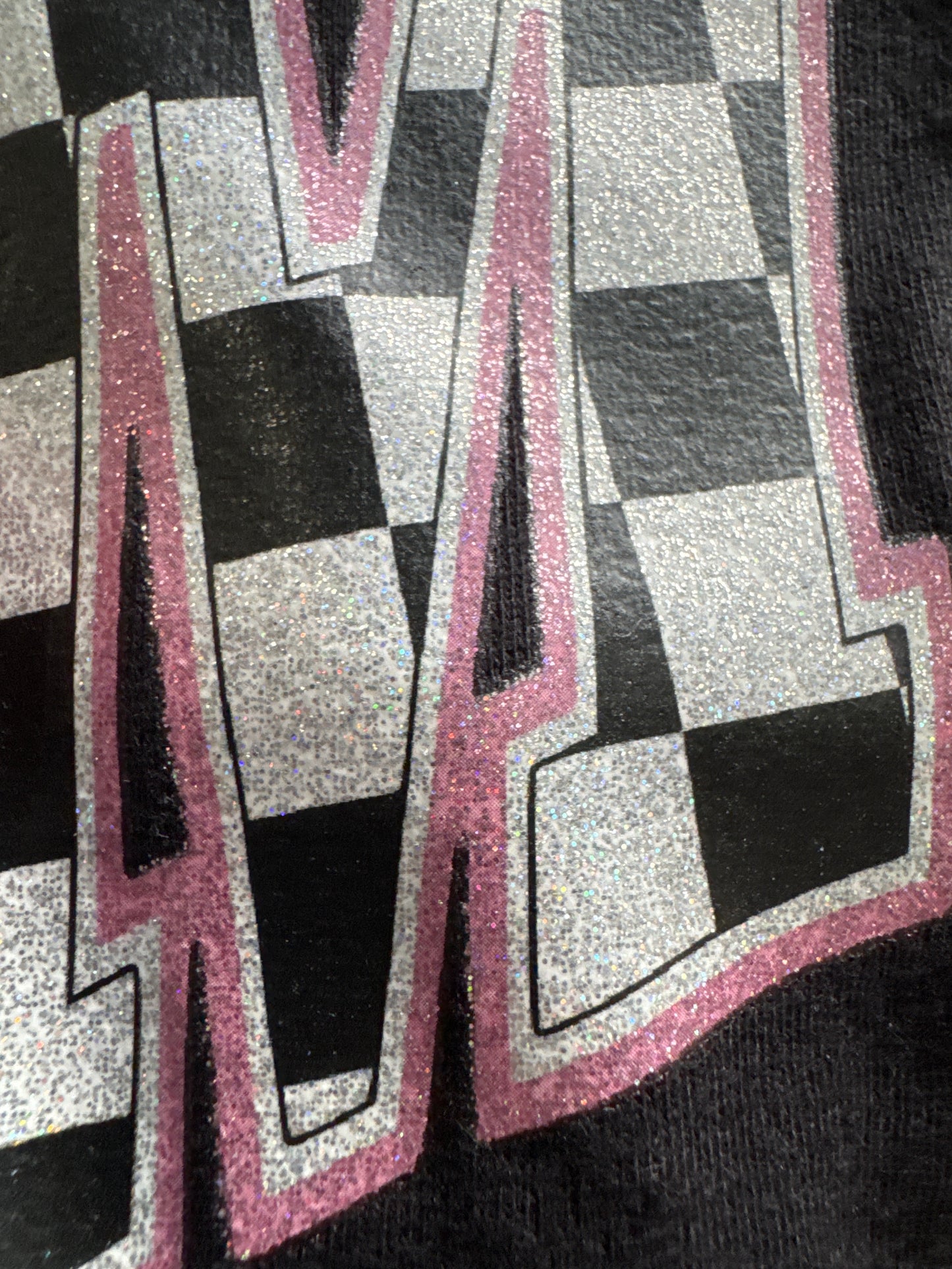 checkered glitter mama Tee