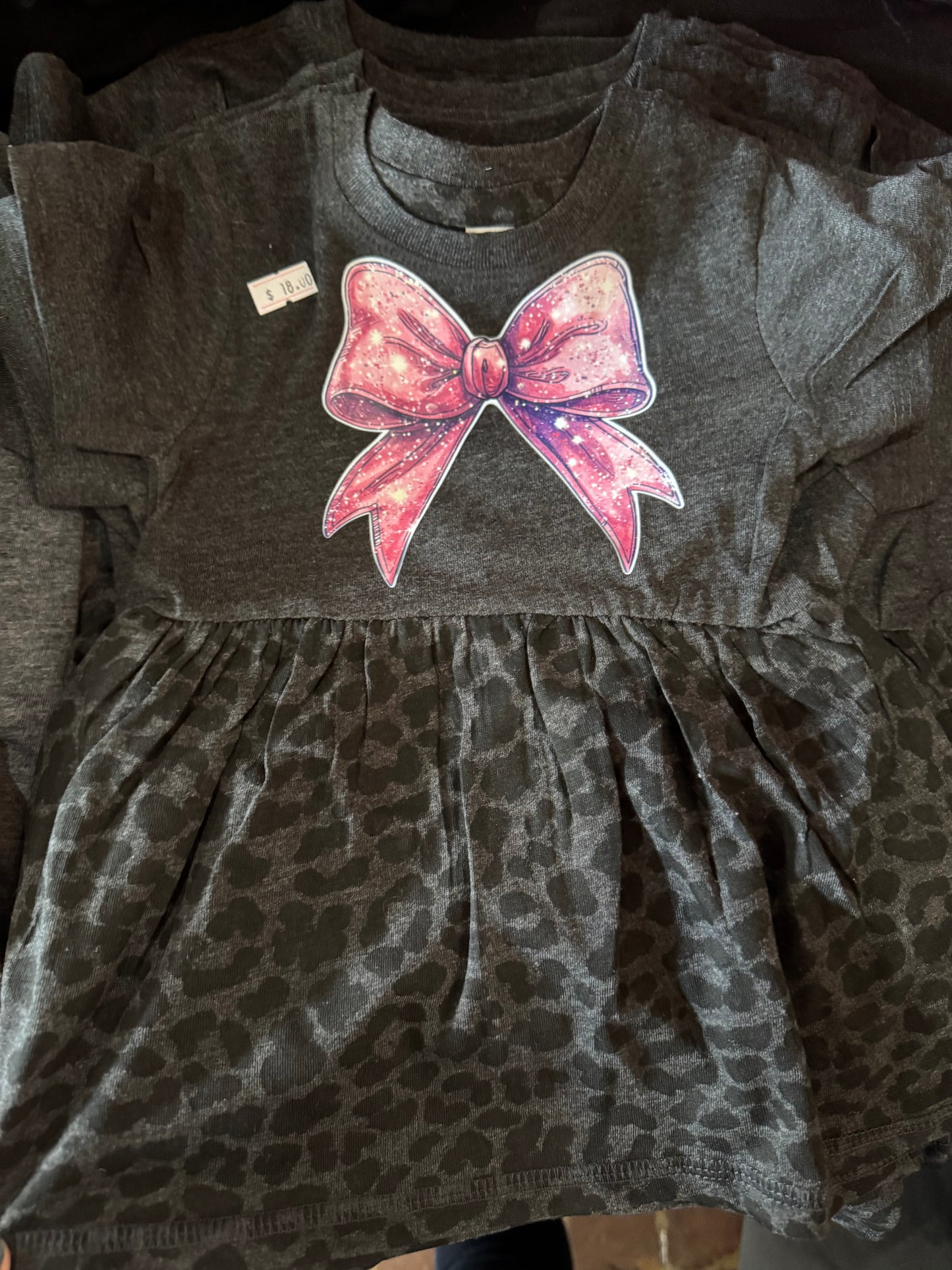 Infant cheetah bow dress